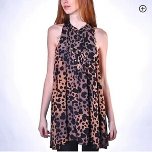 Vans | Chic Punk Leopard Print Button Down Razor Back High Low Blouse Size XS